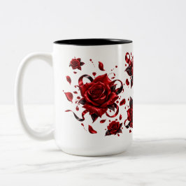 Romantisk röd ros kärleksmugg | Blommig kaffekopp
