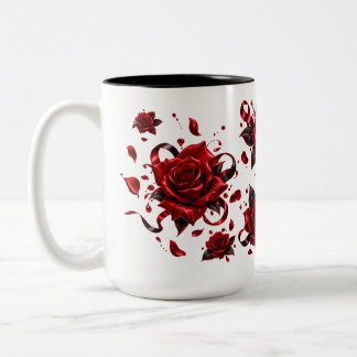 Romantisk röd ros kärleksmugg | Blommig kaffekopp