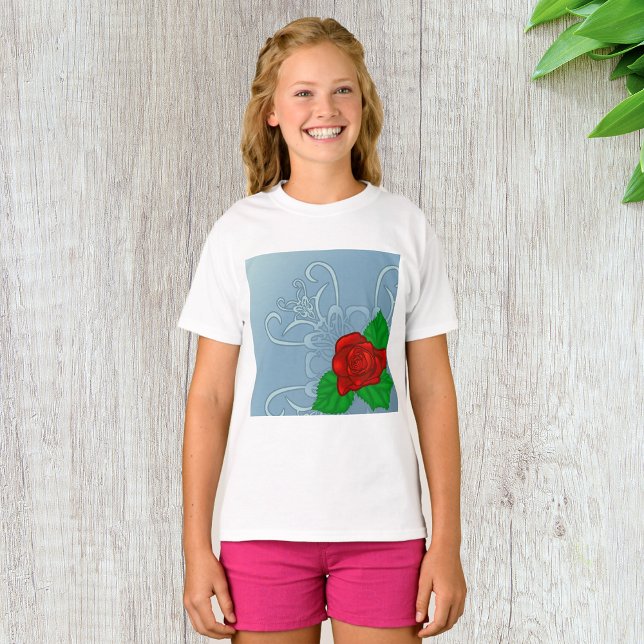 Romantisk Röd Ros Klassisk Blomma T Shirt (Skapare uppladdad)