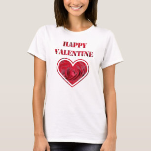 Romantisk Röd ros Typografi Lycklig Valentine T Shirt