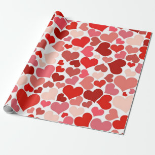 Romantisk röd Rosa Heart Design Valentine Gift Presentpapper