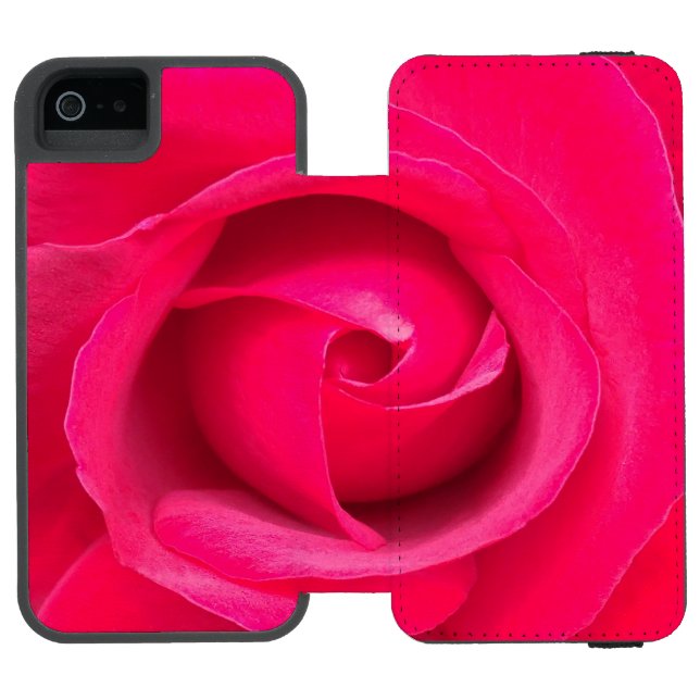 Romantisk röd rosa ros incipio iPhone wallet skal (Folio Öppen)