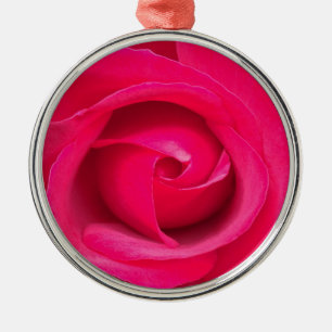 Romantisk röd rosa ros julgransprydnad metall