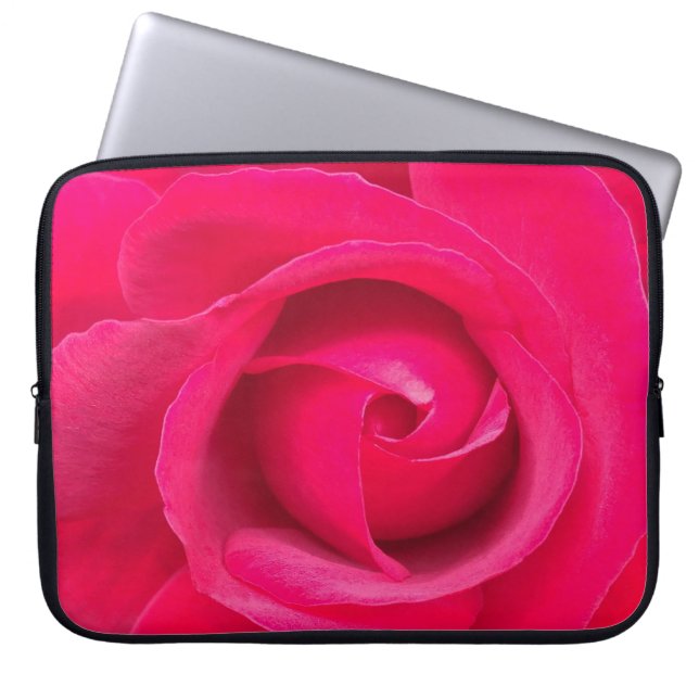 Romantisk röd rosa ros laptop sleeve (Framsidan)