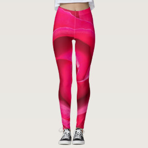 Romantisk röd rosa ros leggings