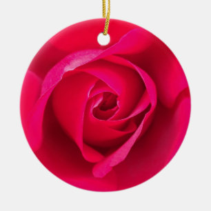 Romantisk röd rosa ros v2 julgransprydnad keramik