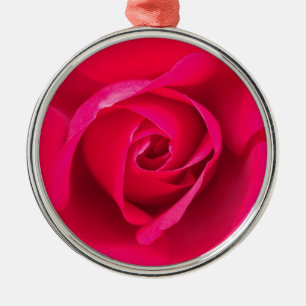 Romantisk röd rosa ros v2 julgransprydnad metall