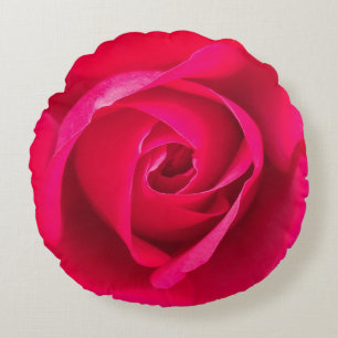 Romantisk röd rosa ros v2 rund kudde