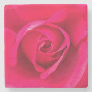 Romantisk röd rosa ros v2 underlägg sten