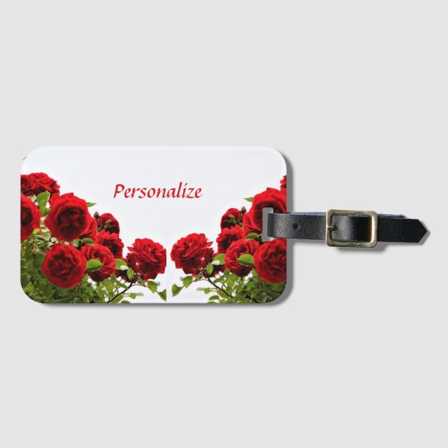 Romantisk röd rosblomma bagagebricka (Framsida horisontal)