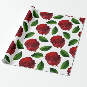 Romantisk röd rosblomma botanisk presentpapper