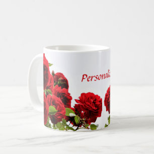 Romantisk röd rosblomma kaffemugg