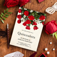 Romantisk röd rosbukett Quinceanera