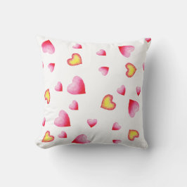 Romantisk röd vattenfärg Heart Valentine Throw Pil Kudde