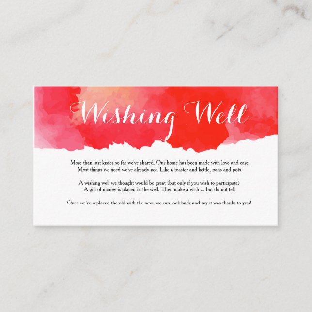 Romantisk röd vattenfärg - Wishing well Card Tilläggskort (Framsida)