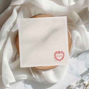 Romantisk röd vintage monogram stämpel bröllop pappersservett