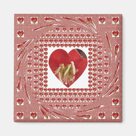 Romantisk rödblommig hjärtdesign 4 Speciella insla Magnet