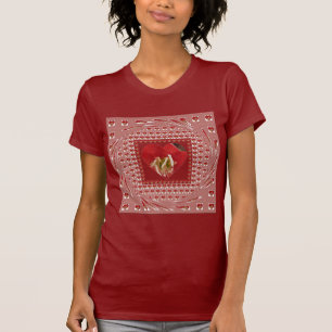 Romantisk rödblommig hjärtdesign 4 Speciella insla T Shirt