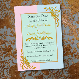 Romantisk rokoko blomhochstidsfirande spara datumet