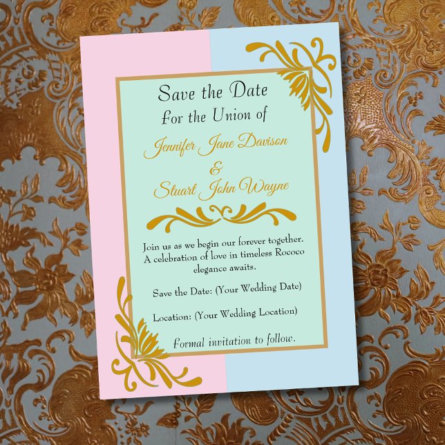 Romantisk Rokoko Blommig Bröllop Spara Datumet (Skapare uppladdad)