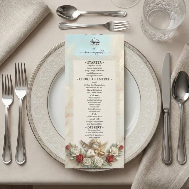 Romantisk Rokoko Kerub Violin Vintage Meny (Skapare uppladdad)