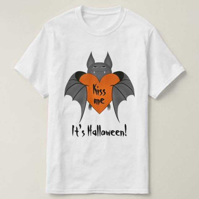 Romantisk rolig Halloween fladdermöss Tee Shirt (Design framsida)