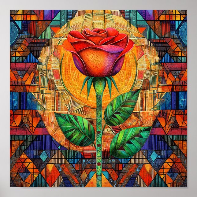Romantisk ros blomkonst inredning poster (Framsidan)