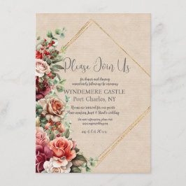 Romantisk Ros Blommig Eukalyptus QR-kod Bröllop Tilläggskort