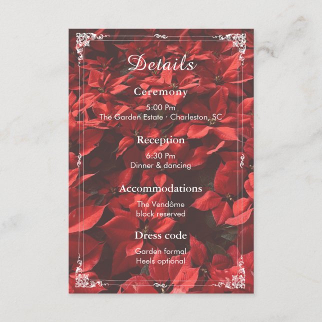 Romantisk Ros | Blomsterdetaljer Redigerbar Bröllo Tilläggskort (Framsida)