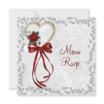 Romantisk Ros, Diamanter & Röd Band Rosett Bröllop