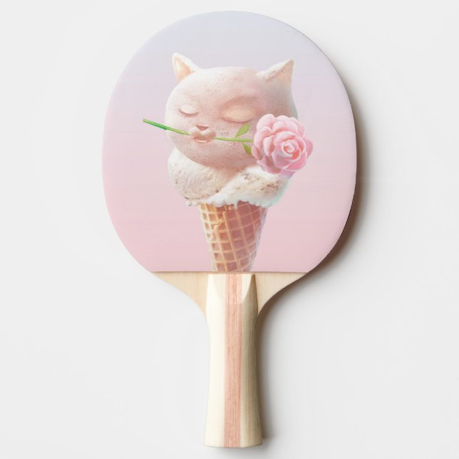 Romantisk Ros: Miss Meow Rosa Glasskott Konst Pingisracket (Framsidan)