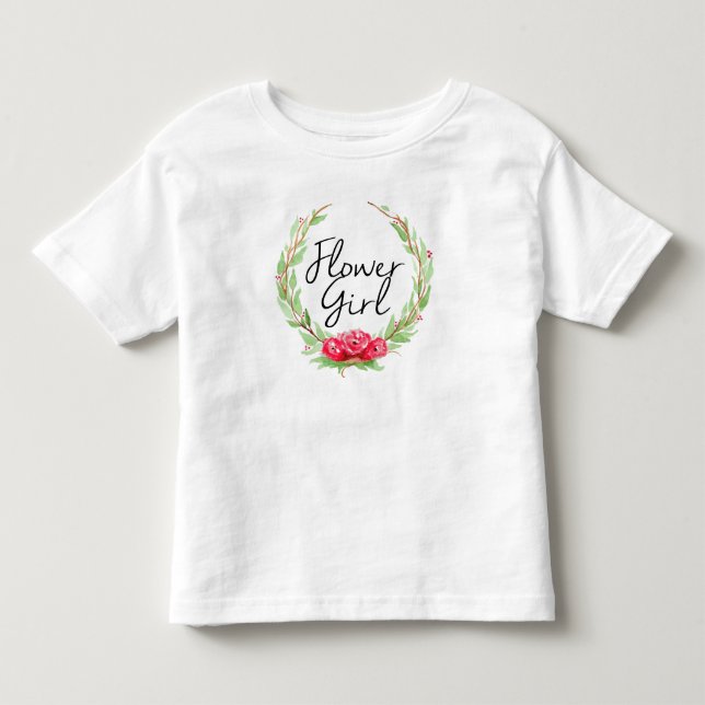 Romantisk Ros Vattenfärgskrans | Blomsterflicka T-shirt (Framsida)