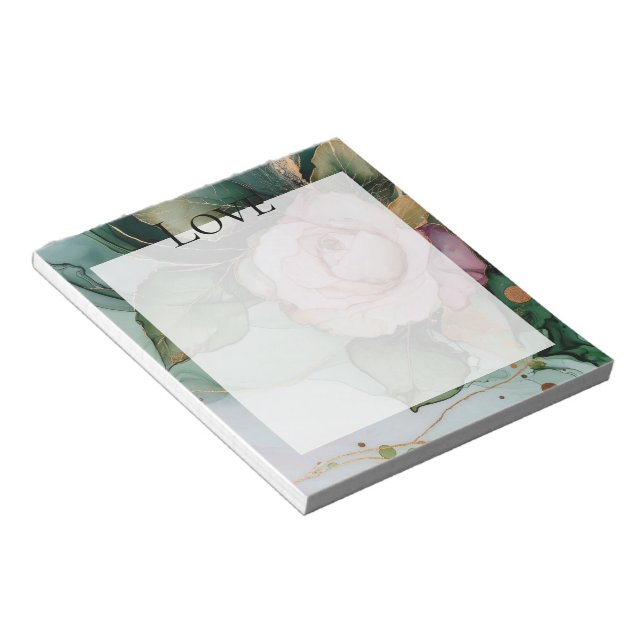 Romantisk Ros Vit Rosa Guld Blommig Kärlek  Anteckningsblock (Vinklad)