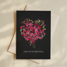 Romantisk Rosa Akvarell Blommig Hjärtformad Tom Ko