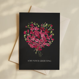 Romantisk Rosa Akvarell Blommig Hjärtformad Tom Ko Kort