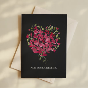Romantisk Rosa Akvarell Blommig Hjärtformad Tom Ko Kort