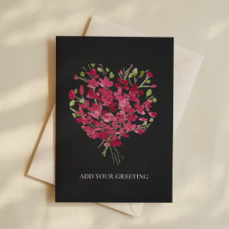 Romantisk Rosa Akvarell Blommig Hjärtformad Tom Ko Kort