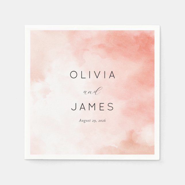 Romantisk Rosa Akvarell Pappersservett (Framsidan)