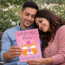 Romantisk Rosa Alla hjärtans dag Foxes för hennes  Helgkort