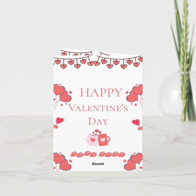 Romantisk Rosa Alla Hjärtans Dag-kort Helgkort (Baksida)
