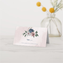romantisk rosa blå & vit blomstergrönska placeringskort