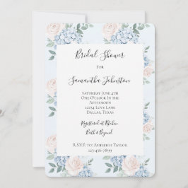 Romantisk Rosa Blåa blommor Möhippa Inbjudningar