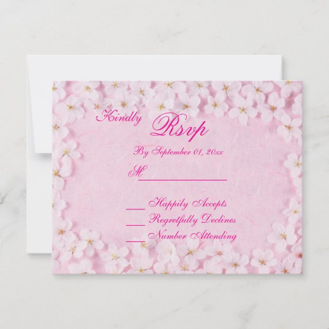 Romantisk rosa blommig bröllops-RSVP-kort Inbjudningar (Framsida)