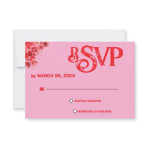 Romantisk Rosa Blommig Bröllops-RSVP