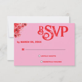 Romantisk Rosa Blommig Bröllops-RSVP OSA Kort