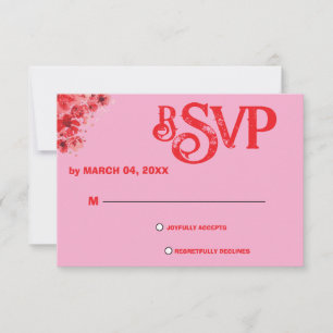 Romantisk Rosa Blommig Bröllops-RSVP OSA Kort