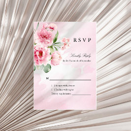 Romantisk Rosa Blommig Bröllopssvarskort OSA Kort