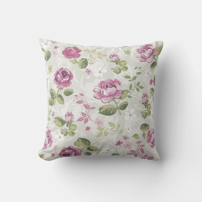 Romantisk Rosa Blommig Kastkudde Kudde (Framsida)