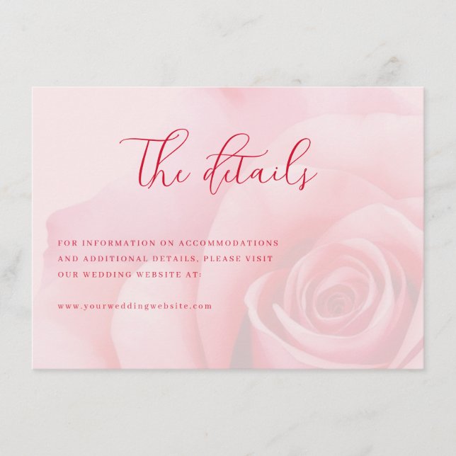 Romantisk Rosa Blommig Tilläggskort (Framsida)