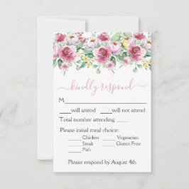 Romantisk Rosa Blommigt Bröllop OSA Kort